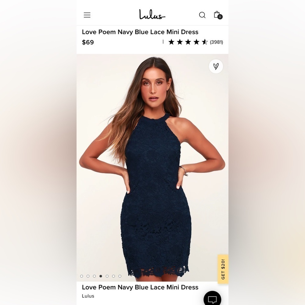 Love Poem Navy Blue Lace Mini Dress size medium